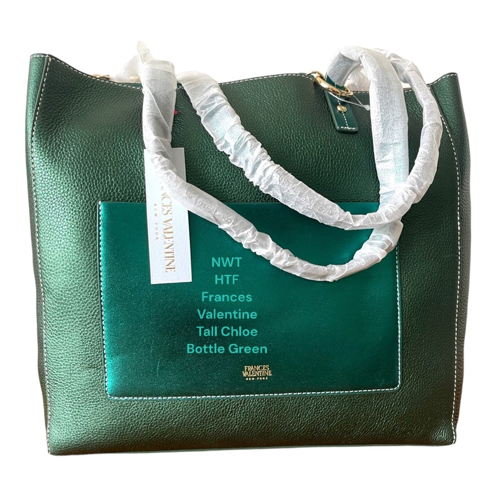 NWT Frances Valentine Tall Chloe Tumbled Leather Bottle Green